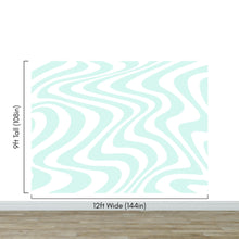 Cargar imagen en el visor de la galería, Mint Color Swirly Lines Abstract Wallpaper Mural. #6689
