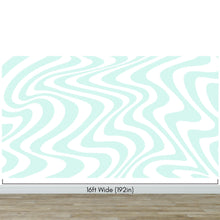 Load image into Gallery viewer, Mint Color Swirly Lines Abstract Wallpaper Mural. #6689
