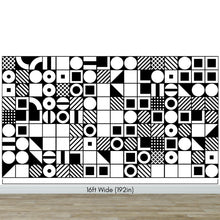 Cargar imagen en el visor de la galería, Black and White Geometric Shapes Wallpaper Mural Wall Art. #6710
