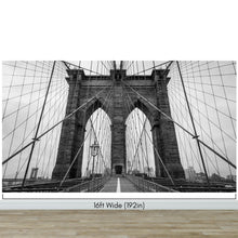 Cargar imagen en el visor de la galería, Black and White Brooklyn Bridge Wallpaper Mural. New York City Theme Decor. #6798
