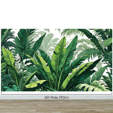 Cargar imagen en el visor de la galería, Rainforest Jungle Wallpaper. Banana Leaf Wall Mural. #6788
