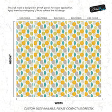 Load image into Gallery viewer, Autumn Leaves Wallpaper. Yellow, Grey, Teal Leaf Wall Mural. #6966
