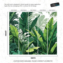 Cargar imagen en el visor de la galería, Rainforest Jungle Wallpaper. Banana Leaf Wall Mural. #6788
