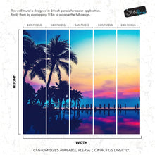 Load image into Gallery viewer, Tropical Night Wallpaper Mural – Miami Sunset Over Resort Pool &amp; Beach. #6915
