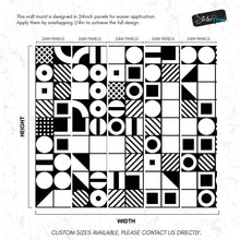 Cargar imagen en el visor de la galería, Black and White Geometric Shapes Wallpaper Mural Wall Art. #6710
