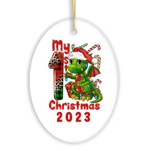 Carregar imagem no visualizador da galeria, My First Christmas Baby Dinosaur Ornament
