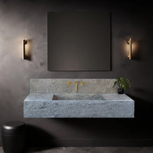 Load image into Gallery viewer, Silver Travertine Rustic Rectangular Wall-mount Bathroom Sink with 8&quot; Backsplash
