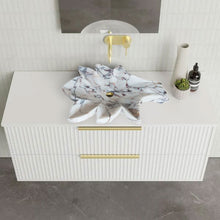 Carregar imagem no visualizador da galeria, Calacatta Viola Marble Leaf Design Above Vanity Bathroom Sink Honed
