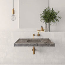 Load image into Gallery viewer, Tundra Grey Marble Rectangular Wall-mount Bathroom Sink Hidden Drain (W)20&quot; (L)48&quot; (H)5&quot;
