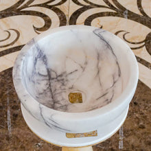 Load image into Gallery viewer, New York White Marble Round Bathroom Above Vanity Sink Polished (D)12&quot; (H)5&quot;
