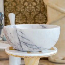 Load image into Gallery viewer, New York White Marble Round Bathroom Above Vanity Sink Polished (D)12&quot; (H)5&quot;
