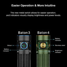 Carregar imagem no visualizador da galeria, OLIGHT BATON4KITODG Baton 4 Powerful EDC Flashlight 1300 Lumens - OD Green - Premium (With Charging Case)
