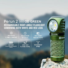 Carregar imagem no visualizador da galeria, OLIGHT PERUN2MINIODGCW Perun 2 Mini LED Rechargeable Headlamp - OD Green CW(5700K~6700K)
