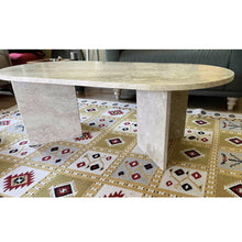 Load image into Gallery viewer, Troia Light Travertine Oval Shape Coffee Table Filled and Polished (W)24&quot; (L)48&quot; (H)16&quot;
