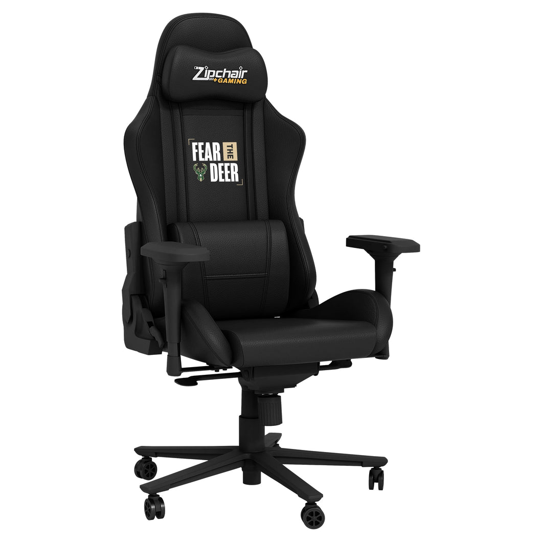 Xpression Pro Gaming Chair with Milwaukee Bucks Fear the Deer Playoffs Logo