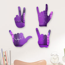 Carregar imagem no visualizador da galeria, Bundle |  4-Piece Set of Rock On, Hang Loose, I Love You and Peace Sign Hand Silhouettes
