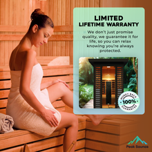 Load image into Gallery viewer, Peak Saunas Patagonia 2-Person Outdoor Full Spectrum Infrared Sauna with XL Medical-Grade Red Light Therapy and Smart WiFi App Control
