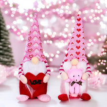 Load image into Gallery viewer, Pink and Red Lovebirds Heartwarming Set of 2 Valentines Gnomes, Standing Plush Cute Gift Decor
