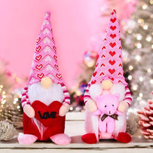 Load image into Gallery viewer, Pink and Red Lovebirds Heartwarming Set of 2 Valentines Gnomes, Standing Plush Cute Gift Decor
