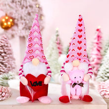 Load image into Gallery viewer, Pink and Red Lovebirds Heartwarming Set of 2 Valentines Gnomes, Standing Plush Cute Gift Decor
