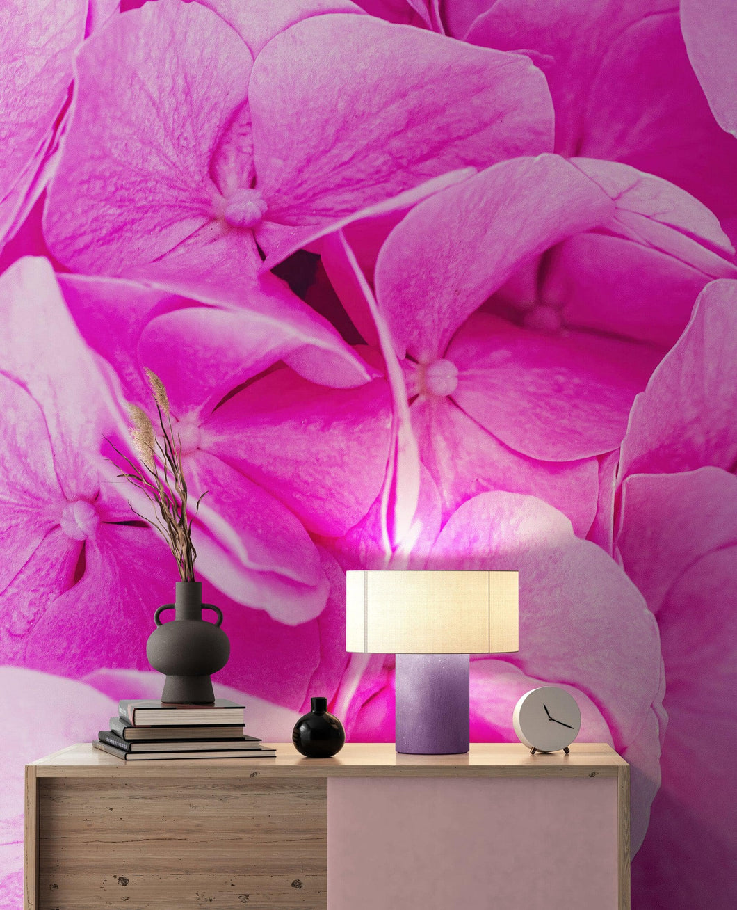 Pink Flowers Floral Wallpaper Mural. #6776