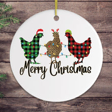 Load image into Gallery viewer, Plaid Rooster Merry Christmas Ornament
