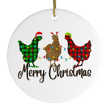 Load image into Gallery viewer, Plaid Rooster Merry Christmas Ornament
