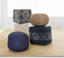 Load image into Gallery viewer, Gail Navy Jute Knitted Pouf
