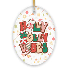 Carregar imagem no visualizador da galeria, Retro Holly Jolly Vibes Throwback Christmas Ornament
