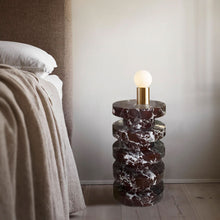 Load image into Gallery viewer, Rosso Levanto Marble Plinth Designer Side Table Polished (D)12&quot; (H)24&quot;
