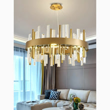 Load image into Gallery viewer, Royal Hanging Gold/Titanium/Copper Round Crystal Chandelier for Dining Room
