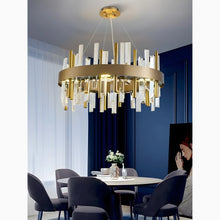 Load image into Gallery viewer, Royal Hanging Gold/Titanium/Copper Round Crystal Chandelier for Dining Room
