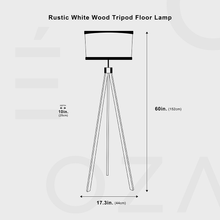 Cargar imagen en el visor de la galería, Rustic White Wood Tripod Floor Lamp
