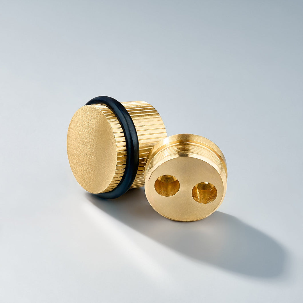 Bastion - Linear Knurled Solid Brass Door Stops