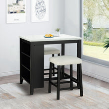 Load image into Gallery viewer, 36&quot; Modern Dining Table Set with 2 Stool, High Gloss Table Top, USB-A &amp; USB-C Charging Ports
