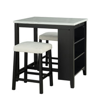 Load image into Gallery viewer, 36&quot; Modern Dining Table Set with 2 Stool, High Gloss Table Top, USB-A &amp; USB-C Charging Ports
