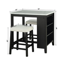 Load image into Gallery viewer, 36&quot; Modern Dining Table Set with 2 Stool, High Gloss Table Top, USB-A &amp; USB-C Charging Ports
