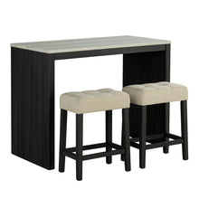 Load image into Gallery viewer, 48&quot; Modern Breakfast 1 Dining Table Set with 2 Stools for Apartment, Travertine Table Top
