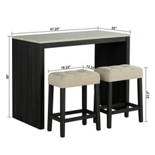 Load image into Gallery viewer, 48&quot; Modern Breakfast 1 Dining Table Set with 2 Stools for Apartment, Travertine Table Top
