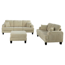 Load image into Gallery viewer, Beige 3 Piece Set Comfy Sofa Couch 3-Seater &amp; Loveseat Sofa with Storage Ottoman with USB
