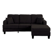 Load image into Gallery viewer, Black 3 Piece Set Comfy Sofa Couch 3-Seater &amp; Loveseat Sofa with Storage Ottoman for Living Room with USB, Side Pockets, Pillows included
