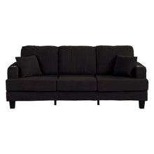 Load image into Gallery viewer, Black 3 Piece Set Comfy Sofa Couch 3-Seater &amp; Loveseat Sofa with Storage Ottoman for Living Room with USB, Side Pockets, Pillows included
