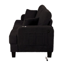 Load image into Gallery viewer, Black 3 Piece Set Comfy Sofa Couch 3-Seater &amp; Loveseat Sofa with Storage Ottoman for Living Room with USB, Side Pockets, Pillows included

