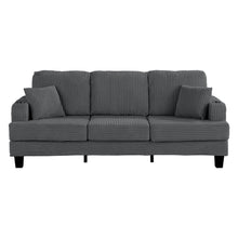 Load image into Gallery viewer, Dark Gray 3 Piece Set Comfy Sofa Couch 3-Seater &amp; Loveseat Sofa with Storage Ottoman for Living Room with USB, Side Pockets, Pillows included
