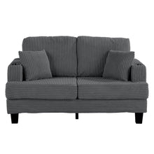 Load image into Gallery viewer, Dark Gray 3 Piece Set Comfy Sofa Couch 3-Seater &amp; Loveseat Sofa with Storage Ottoman for Living Room with USB, Side Pockets, Pillows included
