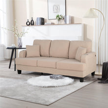 Load image into Gallery viewer, Beige 3-Piece Sofa Set with Storage Ottoman &amp; USB Charging
