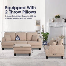 Load image into Gallery viewer, Beige 3-Piece Sofa Set with Storage Ottoman &amp; USB Charging
