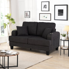 Load image into Gallery viewer, Dark Gray 3-Piece Sofa Set with Storage Ottoman &amp; USB Charging
