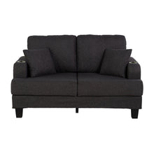 Load image into Gallery viewer, Dark Gray 3-Piece Sofa Set with Storage Ottoman &amp; USB Charging
