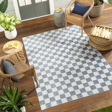 Carregar imagem no visualizador da galeria, Brone Blue Checkered Washable Rug
